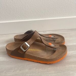 Birkenstock Sandals Gizeh Patent Bison Brown Orange